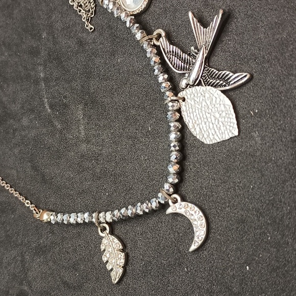 silver tone charm necklace lobster clasp - Picture 2 of 4